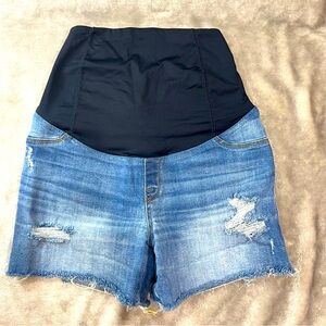 Over Belly Midi Maternity Jean Shorts